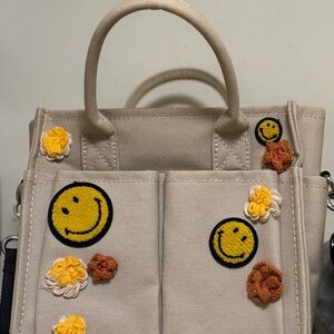 Zara x Smiley Canvas Tote Bag - Beige